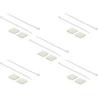 Befestigungssockel 30 x 30mm mit Kabelbinder L 200 x B 4,8mm weiß, 10 Paar