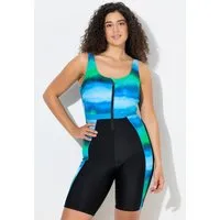 Ulla Popken Badeanzug Badeanzug langes Bein Softcups Zipper recycelt