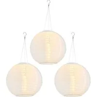 GLOBO LIGHTING LED Solarleuchte, LED-Leuchtmittel fest verbaut, Warmweiß, Solarlampe Außenleuchte Lampion Gartenlampe Hängeleuchte weiß LED 3x