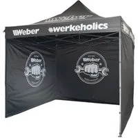 Weber GmbH Faltpavillon Easy-Up Zelt 3×3 m – inkl. 3 Einzel-Seitenplanen – schnell aufgebaut, mit 3 Seitenteilen, höhenverstellbar, wasserabweisend, leicht aufstellbar