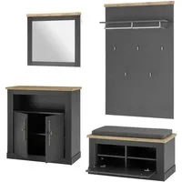 OTTO home Garderoben-Set WESTMINSTER, (4-St., Schuhbank, Spiegel, Kommode, Wandpaneel), im romantischen Landhausstil
