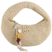 HUGO Schultertasche Zeya, Bast-Tasche, Urlaubstasche mit süßen Anhängern