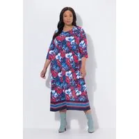 Ulla Popken Maxikleid Jersey-Maxikleid A-Linie Rundhals 3/4-Arm Taschen