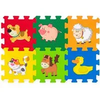 Woodyland Spielmatte 91679 Puzzle- und Spielmatte Würfel mit Tiermotiven. 12 tlg (12-St., 12 teilig), Puzzlematte zum Würfel zusammen bauen