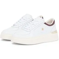 Tommy Hilfiger SHINY LEATHER PLATFORM SNEAKER Plateausneaker, Halbschuh, Schnürer mit Besatz in Metallicoptik an der Ferse