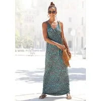 LASCANA Maxikleid mit verstellbarem Ausschnitt und gesmokter Taille, Jerseykleid Sommerkleid, Strandkleid, Viskosekleid, Boho-Kleid mit Paisleymuster
