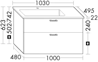 Burgbad Keramik-Waschtisch+Waschtischunterschrank System 30 Preisgruppe 4 Sana Steingrau SHAF103F6564C0001