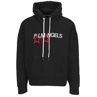 Palm Angels Gestickte Sterne Logo Schwarz Hoodie