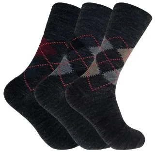 3er-Pack Herren Socken aus nicht elastischer Lammwollmischung mit Muster für den Kreislauf