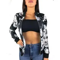 Worldclassca Blouson Worldclassca Damen Bomberjacke Blumenprint Übergangsjacke mit Zipper Neue Kollektion - Stilvolle und gemütliche Mode für Damen