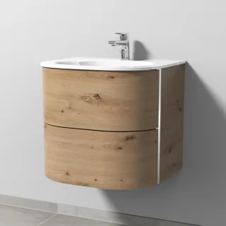 Sanipa 4balance Glas-Set mit 2 Auszügen, Eiche Natural-Touch, DL20185 DL20185