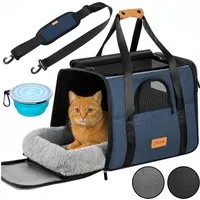 Cadoca Tiertransportbox, Tiertransporttasche faltbar Box Transporttasche Hund Katze blau