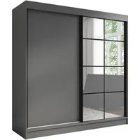 A&J MöbelLand GmbH Schiebetürenschrank TINA 2-türiger Kleiderschrank mit 2 Kleiderstangen und Spiegel (TOP ANGEBOT! Geräumiger Schrank mit einer Breite von 200 cm und Spiegel, ideal zur Aufbewahrung von Kleidung und Accessoires. TOP PRODUKT! Wählen S