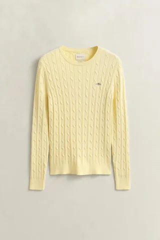 GANT - Zopfstrick Rundhalspullover vanilla yellow - Gr. - L