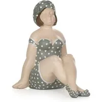 Moritz Dekofigur Deko-Figur mollige Badenixe im Badeanzug sitzend Maritime Deko, Dekofigur aus Polyresin Dekoelement Dekoration