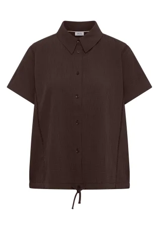 CECIL - Dropped Shoulder Hemdbluse in Unifarbe brown cacao - Gr. - XXL