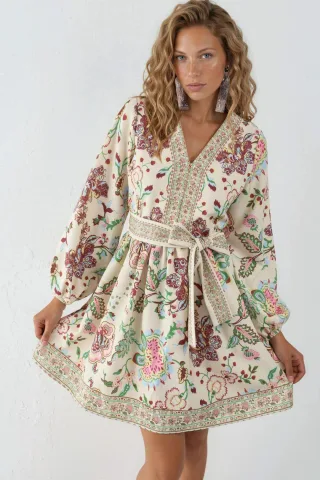 Gemustertes A-Linien-Minikleid