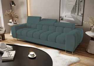 Sofa Designersofa BASTIEN 3-Sitzer in Stoff Terra Flaschengrün