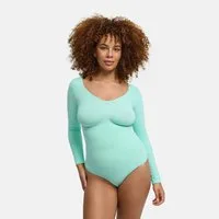 cfab Shaping-Body Bodysuit Sculpting Shapewear Longsleeve mit String-Teal Mint-M (1-tlg)