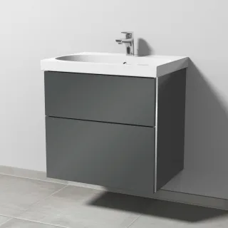 Sanipa 3way Waschtischunterbau zu Geberit Acanto Waschtisch mit 2 Auszügen, Anthrazit-Glanz BS41679