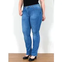 ESRA Straight-Jeans Straight Fit Jeans Damen High Waist Jeans-Hose Regular bis Übergröße Gerade Schnitt Jeanshose Damen hohe Leibhöhe Stretch Jeans Straight