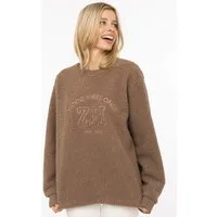 Zwillingsherz Sweatshirt "Good Vibes" Teddy Sweater, Prägung auf Vorderseite, Rundhals, Ärmelbündchen
