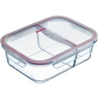 WESTMARK Frischhaltedose Glas-Frischhaltedose 980 ml, mit 2 separaten Fächern, Borosilikatglas, Polyprophylen (PP), Silikon, (1-tlg), mikrowellen- und ofenfest, 980 ml = 550 + 430 ml