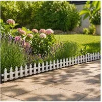 HTI-Living Zierzaun Zierzaun Nessa Solar Palisade 4-teilig Weiß, (Set, 4-St., 4 Zaunelemente inkl. Solarbeleuchtung), Beeteinfassung Kunststoff witterungsbeständig