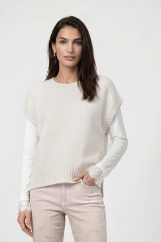 monari - Strickpullunder mit Lurex pearly - Gr. - 46