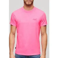 Superdry Rundhalsshirt ESSENTIAL LOGO EMB NEON TEE aus Baumwolle und Single Jersey, normale Passform, ohne Kragen