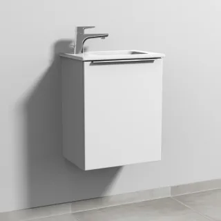 Sanipa 3way Waschtischunterbau zu Duravit ME by Starck Waschtisch mit 1 Tür, Weiß-Soft UM72143