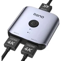 LA CUTE HDMI-Splitter HDMI Switch 4K@60Hz Splitter 2 in 1 Out, Aluminiumgehäuse, HDMI Switch 4K@60Hz, bidirektional, Aluminiumgehäuse, Plug & Play