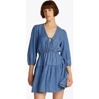 Tommy Jeans Blusenkleid TJW CHAMBRAY MINI DRESS EXT mit Volant, in Mini-Länge
