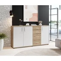 HBZ Kommode BC-Drift-2, Sideboard Stellmaß BxHxT 160x84x35 cm (1 St), Sideboard mit 3 Türen und 4 Schubkästen, 2 Einlegeböden