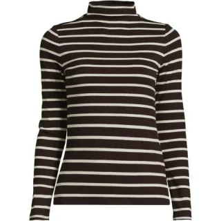Softes Stehbund-Shirt für Damen, Damen, size: regular, Blau, Elasthan/Viskose/Viskose-Mischung, by Lands' End