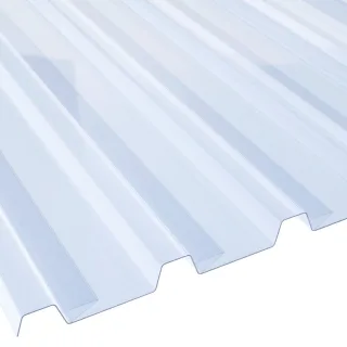 PVC Lichtplatte | Spundwand | 183/40 | 1,5 mm | Breite 955 mm | glasklar-bläulich