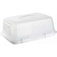 Engelland Kuchentransportbox mit Griff, Deckel und 4-fach Klick-Verschluss, rechteckig, Kunststoff, (L 44 x B 35 x H 17,50 cm, BPA-frei), spülmaschinengeeignet, lebensmittelecht, Stückeinteilungshilfe
