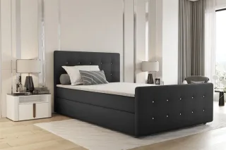 Boxspringbett Schlafzimmerbett MARKOS 120x220cm Stoff Soro Dunkelgrau inkl. T...