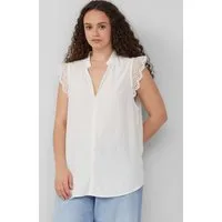 QS Blusentop Bluse Blusentop mit Spitzendetail