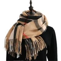 Blusmart Schal Karierter Schal für Damen, (Warmer Schal aus Kaschmirimitat, Zarte, weiche und elastische Haptik), Weiches und dehnbares Tragegefühl, einfach zusammenzustellen