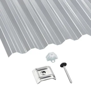 Acryl | Terrassendach-Set | Spundwand | 76/18 | 1,5 mm | glatt | klar