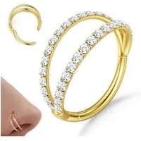 LuxusKollektion Nasenpiercing Nasenpiercing Ring CZ Nasenring Hoop 316L Chirurgenstahl Gold Silber