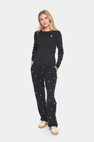 Langarm-Bluse Fitted black