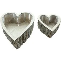 Dekoleidenschaft Pflanzschale "Herz" aus Holz, rustikales Pflanzgefäß in Herzform, Kräutertopf (2 St., im Set), Pflanzring, Pflanztopf natur, Blumentopf, Gartendeko für Draußen