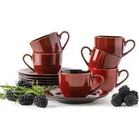 Ritzenhoff & Breker Kaffeeservice RITZENHOFF & BREKER GAMBIA Espressotassen-Set, KONSIMO (12-tlg), 6 Personen, Steinzeug, 90 ml, spülmaschinengeeignet, mikrowellengeeignet, Reaktivglasur