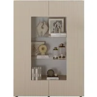 Home affaire Vitrine RIO, Höhe 166 cm, Hochschrank mit 2 Türen, Anrichte, Standvitrine Vitrinenschrank, geriffelte MDF-Fronten, modern, elegant, geräumig