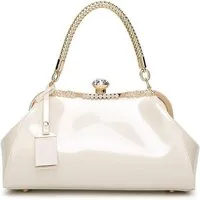 LuxusKollektion Handtasche Handtasche Damen Umhängetasche PU Lackleder Hochzeit Cremeweiß
