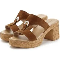 LASCANA Sandale, Mule, offener Schuh, Sommerschuh, Pantolette aus Leder mit Blockabsatz in Kork-Optik