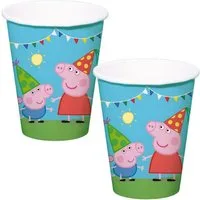 Folat Einweggläser 8 Peppa Wutz Trinkbecher, Papier, Partydeko für Deine Peppa Wutz-Mottoparty zum Geburtstag!