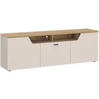 Lomadox Lowboard CARMONA-129, 165 cm breit in Kaschmir & Eiche, 2 Türen & 1 Klappe